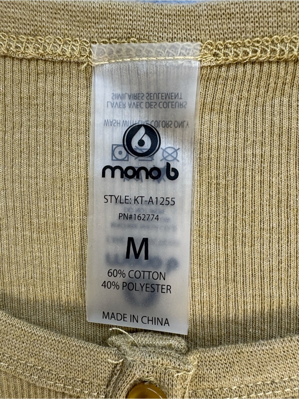 Mono B Ribbed Henley Crop Top - Mustard - Picture 2 of 8